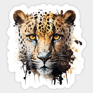 Panther Portrait Animal Painting Wildlife Outdoors Adventure Sticker
